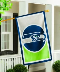 Best Pirce 😉 Evergreen Seattle Seahawks College Navy & Action Green Logo House Flag 😀