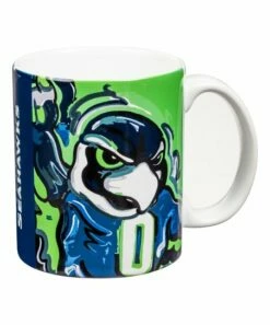 Hot Sale 🛒 Evergreen Seattle Seahawks College Navy & Action Green Mascot Mug 👏