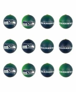 Budget ⭐ Evergreen Seattle Seahawks College Navy & Green Logo Ornament - Set Of 12 🔥