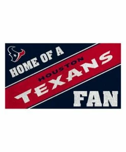 New ✨ Evergreen Houston Texans Steel Blue & Battle Red 'Fan' Door Mat 😀