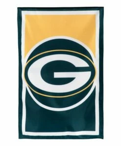 New ❤️ Evergreen Green Bay Packers Jungle Green & Yellow Logo House Flag 👍