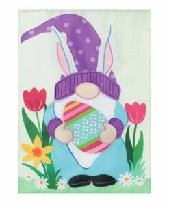 Best reviews of 🌟 Evergreen Purple & Blue Bunny Gnome Appliqué Outdoor Flag 😍