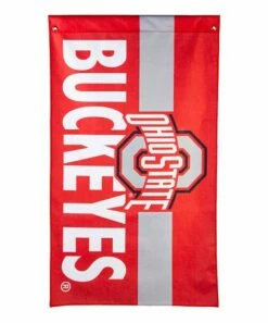 Discount 🎁 Evergreen Ohio State University Red 'Buckeyes' Burlap Outdoor Flag 💯