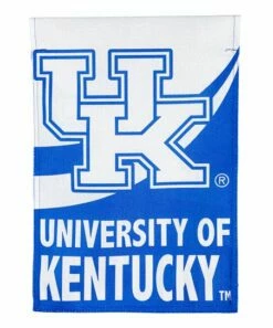 New 🎁 Evergreen University Of Kentucky Blue & White 18'' Burlap Outdoor Flag 👏
