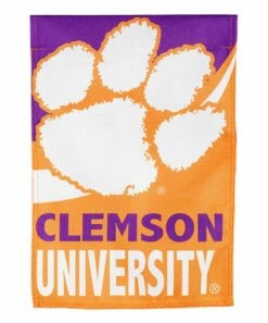 Discount 🛒 Evergreen Clemson University Orange & Purple 18'' Burlap Outdoor Flag 😉