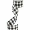 Buy 👍 Evergreen White & Black Wired Buffalo Plaid Ribbon 👍
