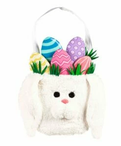 Best Sale ⭐ Evergreen White Easter Bunny Basket Door Hanger ✔️