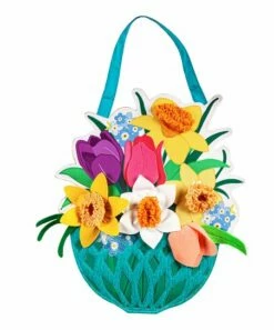 Cheap ✨ Evergreen Blue Spring Floral Basket Door Hanger ⭐