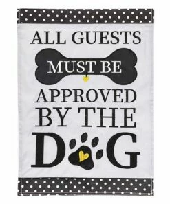 Flash Sale 😉 Evergreen Black & White Polka Dot 'Approved By The 🐶 Dog' Outdoor Flag 🌟