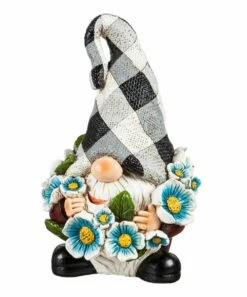 Cheapest ✔️ Evergreen Blue Flower Plaid Hat Garden Gnome 🔥