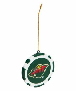 New 😀 Evergreen Minnesota Wild Green Game Chip Ornament ✔️