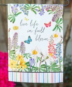 Outlet 😍 Evergreen White & Green 'Live Life In Full Bloom' Outdoor Flag 👏
