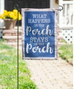 New 🔥 Evergreen Blue 'Stays On The Porch' Outdoor Flag 💯 -Outlet Evergreen Shop zu101891652 alt 1 tm1648132401