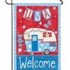 Best Pirce ⌛ Evergreen Red & Blue 'USA Welcome' Camper Outdoor Flag 🌟