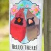 New ❤️ Evergreen Blue & Red 'Hello There' Friendly Cardinals Outdoor Flag 👏