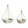 Coupon 🌟 Evergreen Silvertone Geometric Embossed Hanging Planter - Set Of Two 🥰