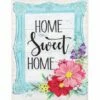 Brand new ⭐ Evergreen Blue & Pink 'Home Sweet Home' Floral Frame Outdoor Flag 👍