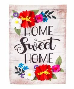 Best Pirce ✔️ Evergreen Beige & Red 'Home Sweet Home' Floral Outdoor Flag 😀