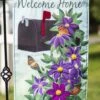 Budget 🧨 Evergreen Purple & Black Clematis 'Welcome Home' Outdoor Flag 🥰