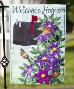 Budget 𧨠Evergreen Purple & Black Clematis 'Welcome Home' Outdoor Flag π₯°