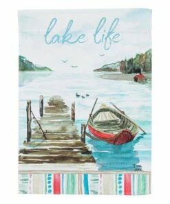 Best Pirce 💯 Evergreen Blue & White 'Lake Life' Outdoor Flag ⭐