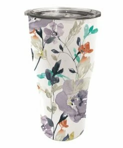 Budget 😉 Evergreen White & Lavender Floral 17-Oz. Double-Walled Tumbler 🔥