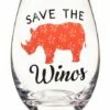 Outlet 😉 Evergreen Clear & Red 'Save The Winos' Stemless Wine Glass 🔔