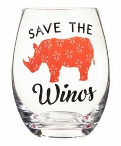 Outlet 😉 Evergreen Clear & Red 'Save The Winos' Stemless Wine Glass 🔔