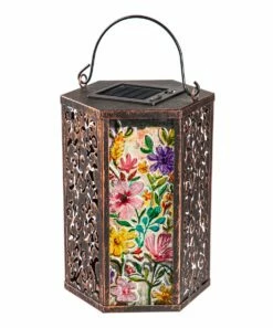Cheap 😀 Evergreen Pink Wild Florals Solar Glass Lantern ✔️ -Outlet Evergreen Shop zu102733720 main tm1643308554