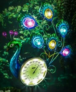 Discount 🔥 Evergreen Blue Peacock Solar Garden Stake 😀