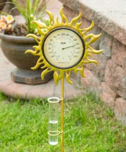 Top 10 💯 Evergreen Goldtone Sunny Days Thermometer & Rain Gauge ✨ -Outlet Evergreen Shop zu102855046 alt 2 tm1658521512