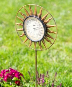 Top 10 💯 Evergreen Goldtone Sunny Days Thermometer & Rain Gauge ✨ -Outlet Evergreen Shop zu102855046 alt 3 tm1658521512