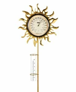 Top 10 💯 Evergreen Goldtone Sunny Days Thermometer & Rain Gauge ✨