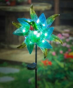 Flash Sale ⭐ Evergreen Blue Hummingbird Wind Spinner Solar Stake 😉