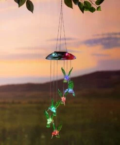 Best reviews of ⭐ Evergreen Green Hummingbird Color-Changing Solar Mobile 👍
