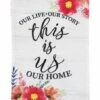 Wholesale ✨ Evergreen Black & Fuchsia Floral 'This Is Us' Outdoor Flag 🎁