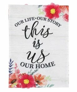 Wholesale ✨ Evergreen Black & Fuchsia Floral 'This Is Us' Outdoor Flag 🎁