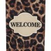 Brand new 👏 Evergreen Brown & Black Leopard 'Welcome' Outdoor Flag ⌛