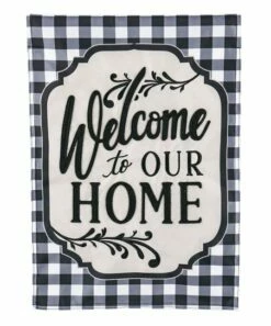 Best Sale 🔥 Evergreen Black & White Check 'Welcome To Our Home' Outdoor Flag 🎁