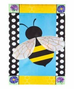 Flash Sale 🥰 Evergreen Blue & Yellow Polka Dot Bee Outdoor Flag 👏 -Outlet Evergreen Shop zu103058049 alt 1 tm1643921542