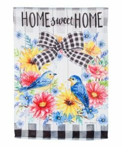 Top 10 ❤️ Evergreen White & Blue Floral Wreath & Bird Outdoor Flag 🥰