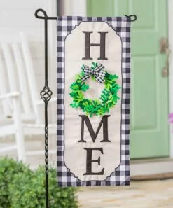 Best deal ✨ Evergreen Black & White 'Home' Gingham Flag 🌟