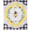 New 😉 Evergreen Yellow & Black Check Floral Bee Outdoor Flag 🎁