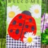 Best Sale 🛒 Evergreen Red & Green Ladybug 'Welcome' Outdoor Flag 🎉