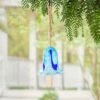 Best deal ✔️ Evergreen Blue Floral Specked Art Glass Bell Chime 🔔