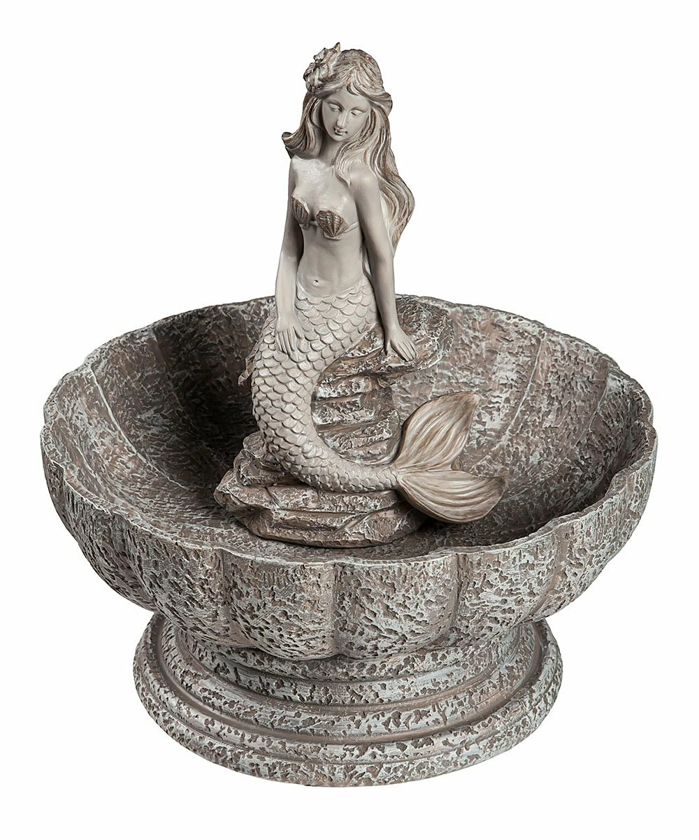 New ❤️ Evergreen Gray Mermaid Concrete Birdbath ⌛ 2 New ❤️ Evergreen Gray Mermaid Concrete Birdbath ⌛ - Image 2
