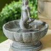 New ❤️ Evergreen Gray Mermaid Concrete Birdbath ⌛