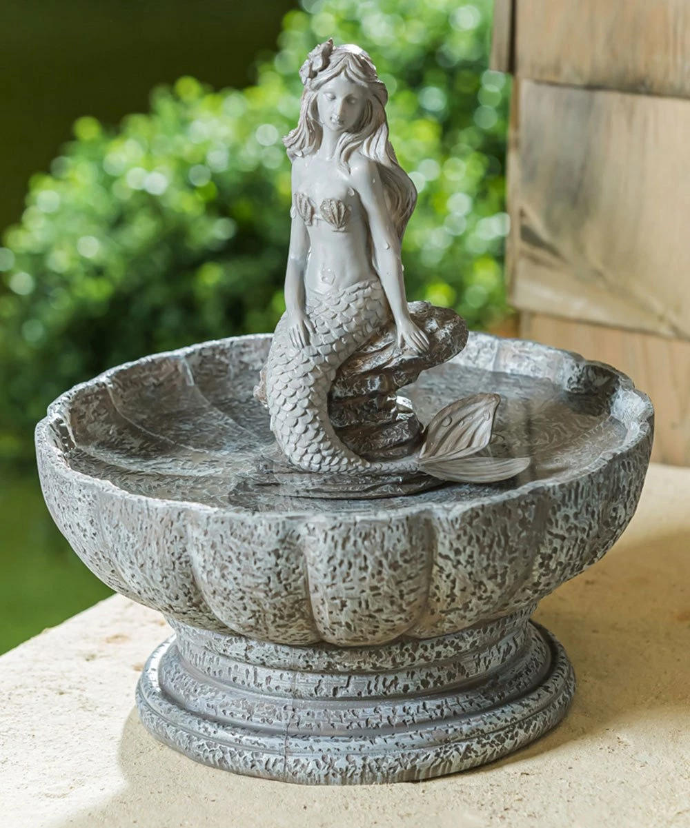 New ❤️ Evergreen Gray Mermaid Concrete Birdbath ⌛ 1 New ❤️ Evergreen Gray Mermaid Concrete Birdbath ⌛