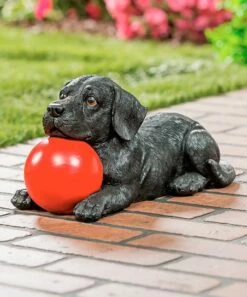 Best reviews of 🛒 Evergreen 12" Black & Red Labrador & Ball Statue 💯