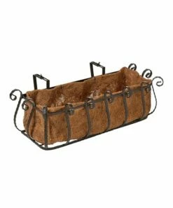 Discount ⌛ Evergreen Black Wrought Iron & Coco Fiber Planter 🌟